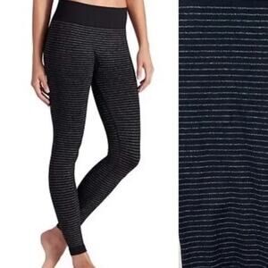 Athleta Seamless Shimmer Leggings Black Metallic High Rise Women Medium